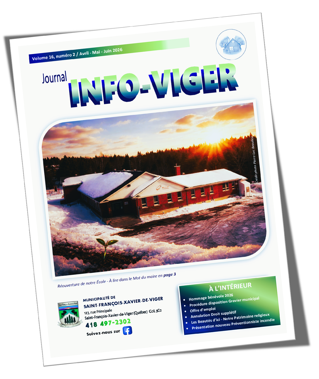 Page couverture INFO-VIGER Avril 2026 (Auteur : Nathalie Caron)